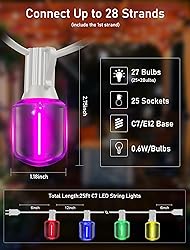25FT Outdoor Christmas LED String Lights, Vintage