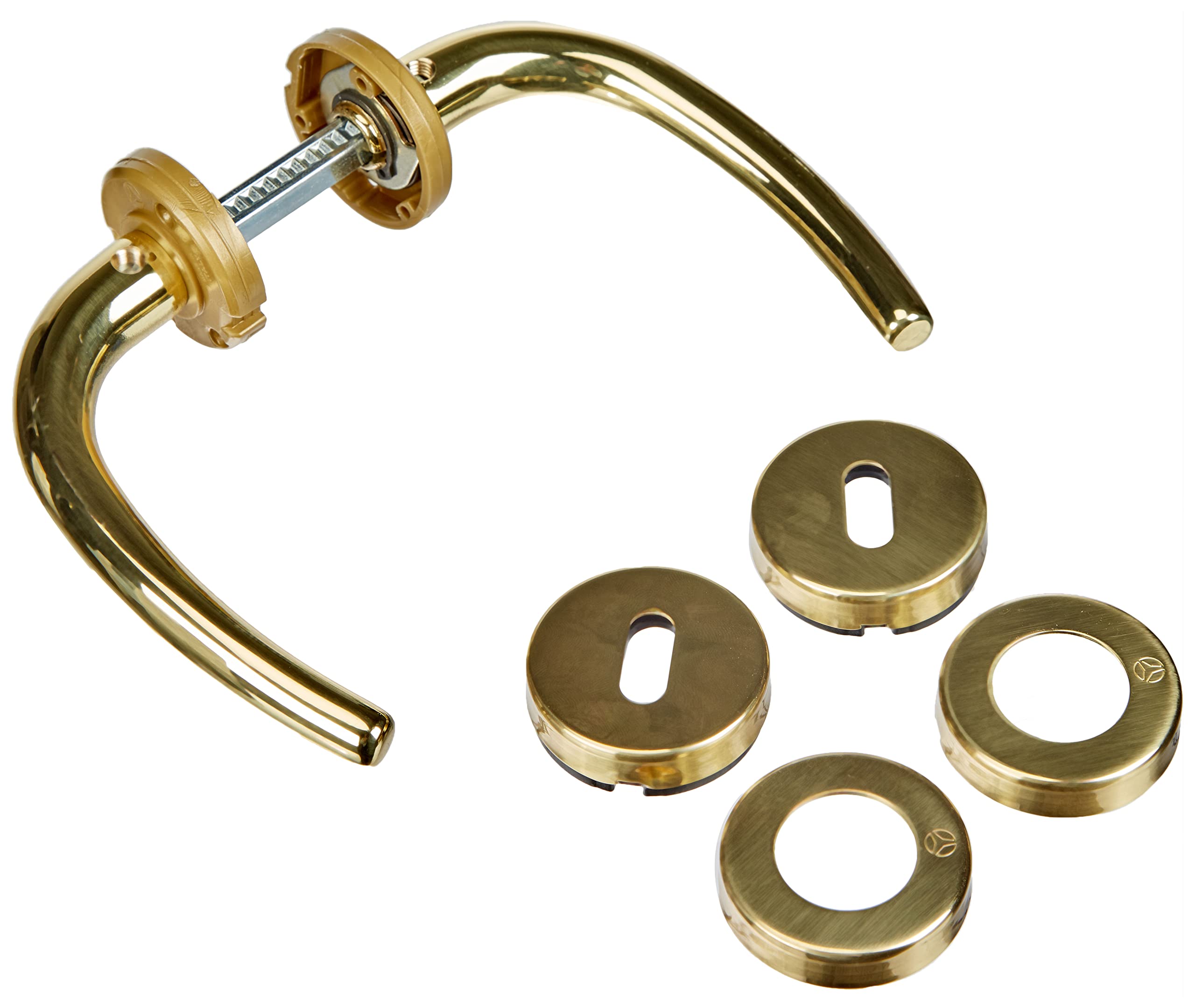 Ghidini 17810 – 15 – Milena Handles in Polished Brass with Rosette and, Sockets, 8 mm
