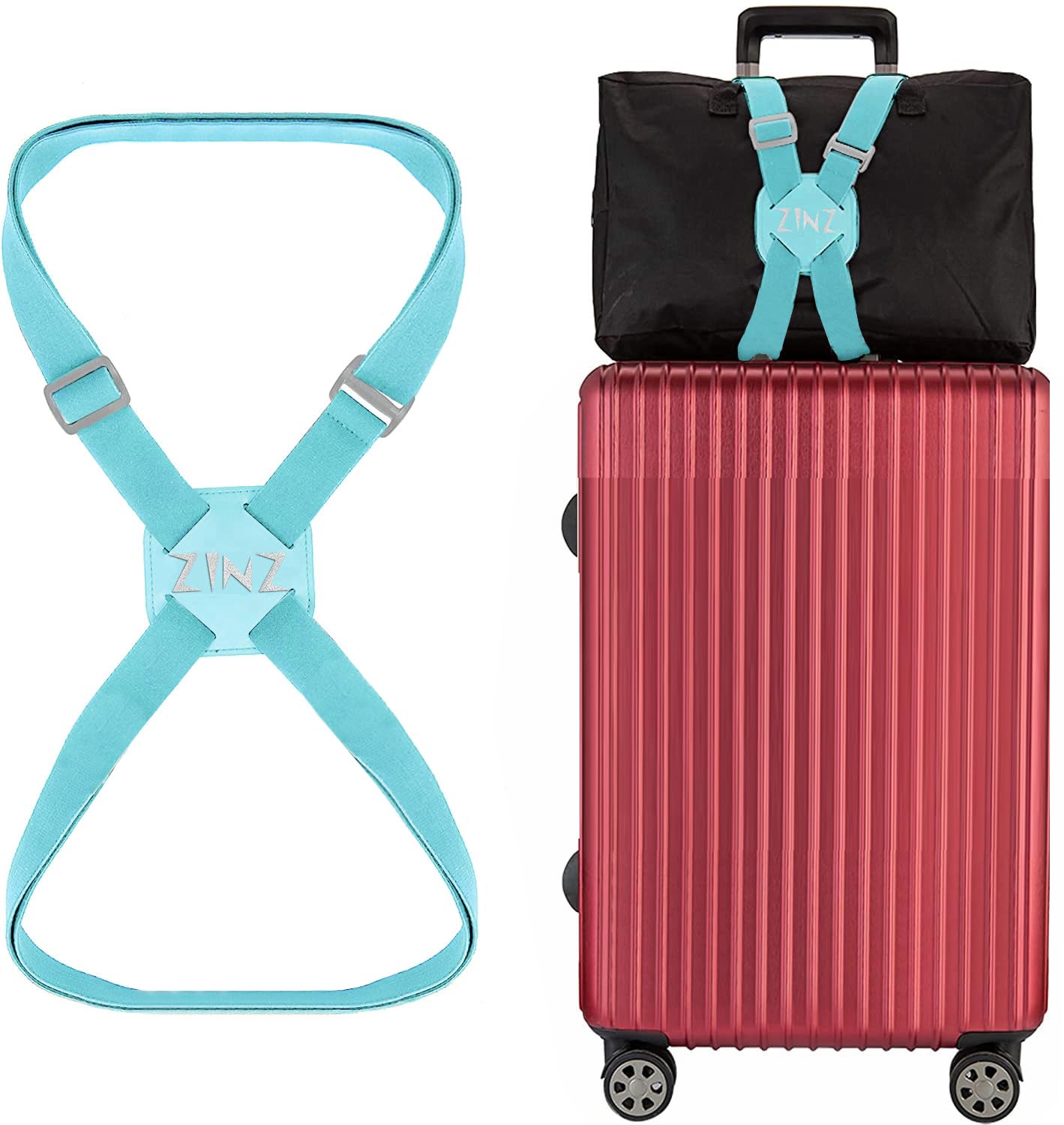 ZINZ Luggage Strap, High Elastic Suitcase Belt Adjustable Bag Bungees for Easier Travel，Light Green
