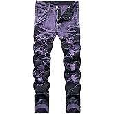 YIHUILONG Men's Ripped Jeans Regular Fit Distressed Slim Straight Leg Stacked Biker Fashion Comfort Denim Pants