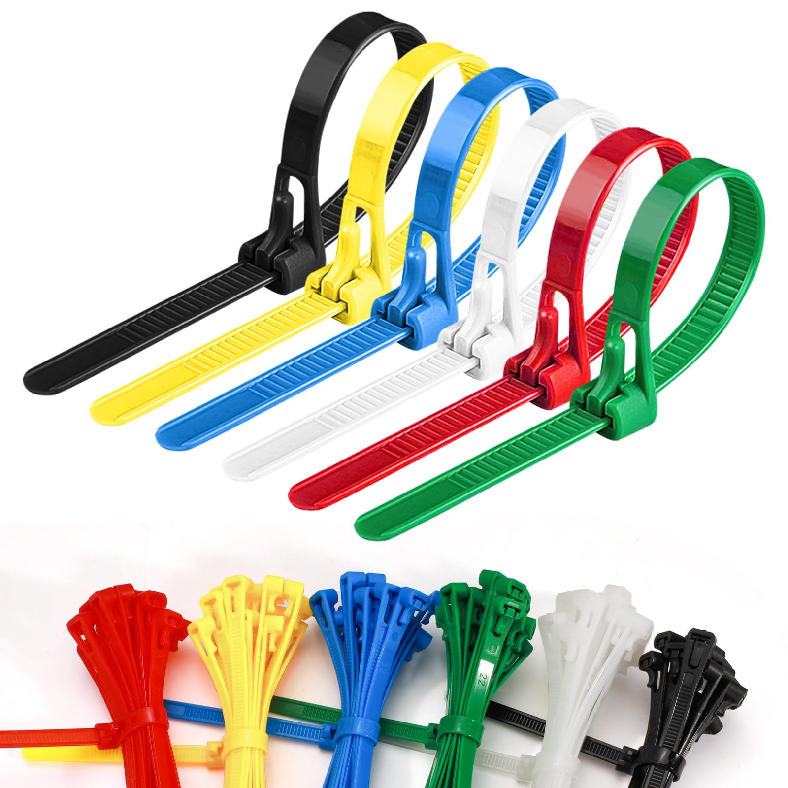 LELE LIFE Reusable Zip Ties 15cm, 120pcs Colored Zip Tie Heavy Duty Outdoor Small Cable Ties, Releasable Tie Wraps, Wire Ties Removable for Cord Management (15cm)
