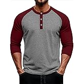 August Alley Men's 3/4 Sleeve Baseball Raglan T-Shirts M-5XL,Big and Tall Henley Tops Sport Athletic Jersey Tee Shirt