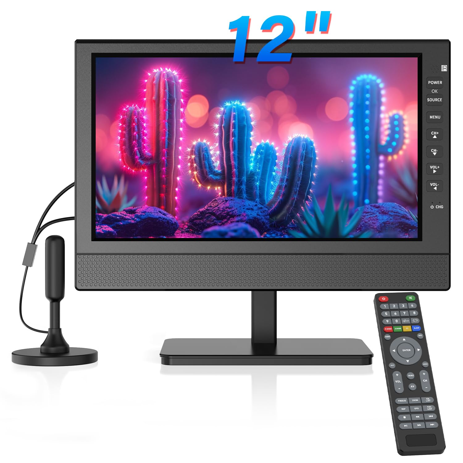 othoig 12 inch Small Portable TV with Rechargeable Battery-Digital ATSC Tuner-Antenna-USB/HDMI/AV Slot in,Car-12 Volt/AC- for Kitchens,RVs and Camping(NO with WiFi/Bluetooth/Satellite)