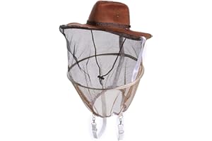 AukBeeFun Cowboy Beekeeper Hat with Veil Bee Veil Hat with Visibility Veil Outdoor Professional Beekeeping Protective Gear (1)