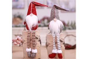 YUDANSI Christmas Gnomes Plush Decorations 2 Pack, Handmade Scandinavian Tomte Christmas Decor, X’mas Santa Gnomes Shelf Tray Décor, Winter Holiday Nordic Style Stuffed Decorations Plush Ornaments