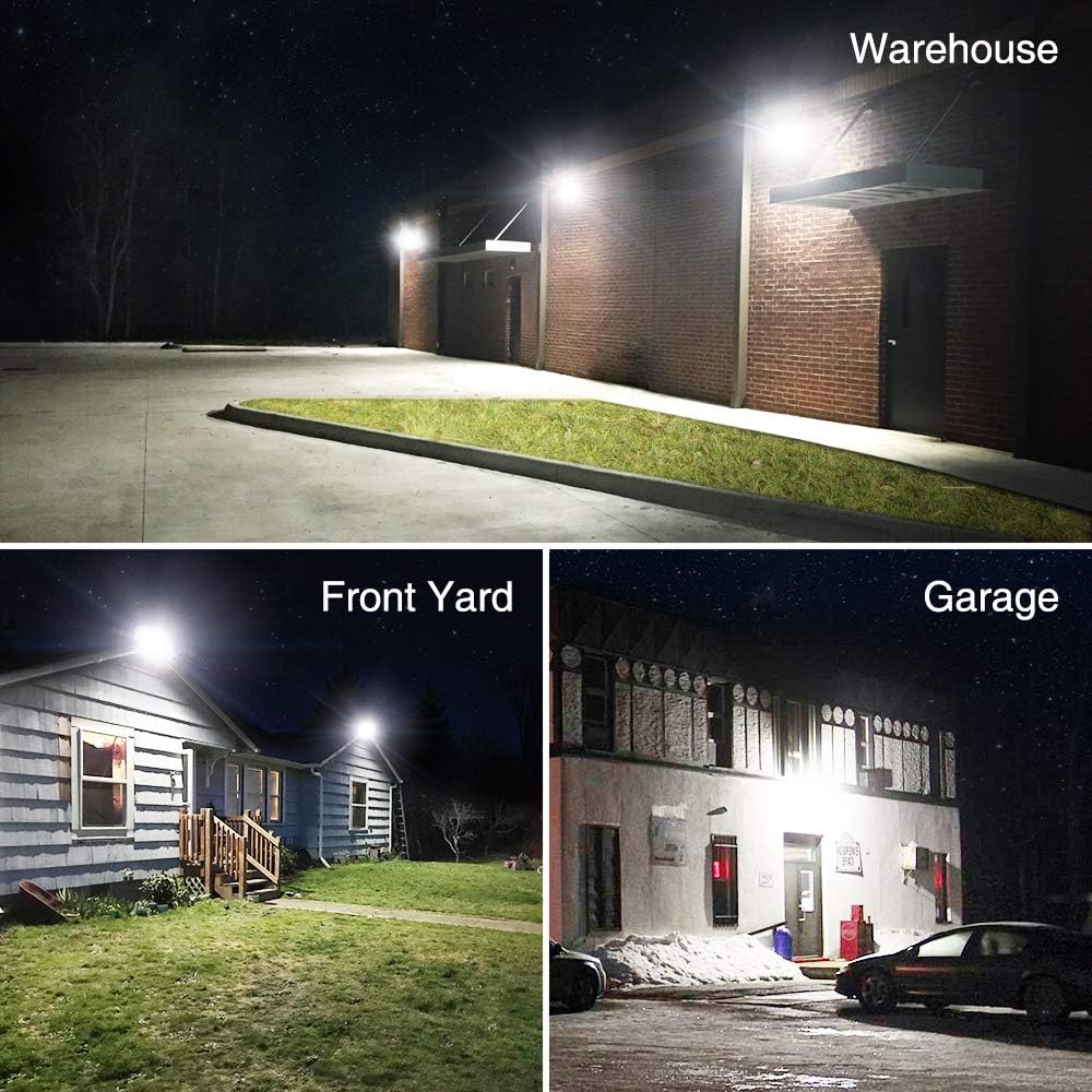 Onforu 2 Pack 50W LED Flood Light with Plug, 5000lm Super Bright LED Work Light, IP66 Waterproof Outdoor Security Lights, 5000K Daylight White Plug in Floodlight for Yard, Garden, Basketball Court - - 