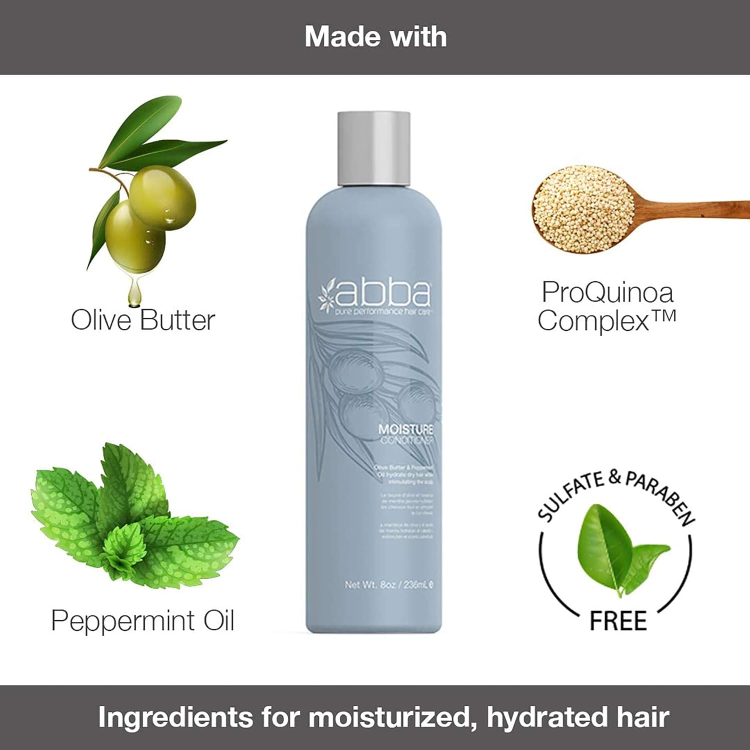 ABBA Moisture Shampoo, Color-Safe, Hydrates And Strengthens Hair, Eliminates Static Frizz And Softens Tresses - Image 5