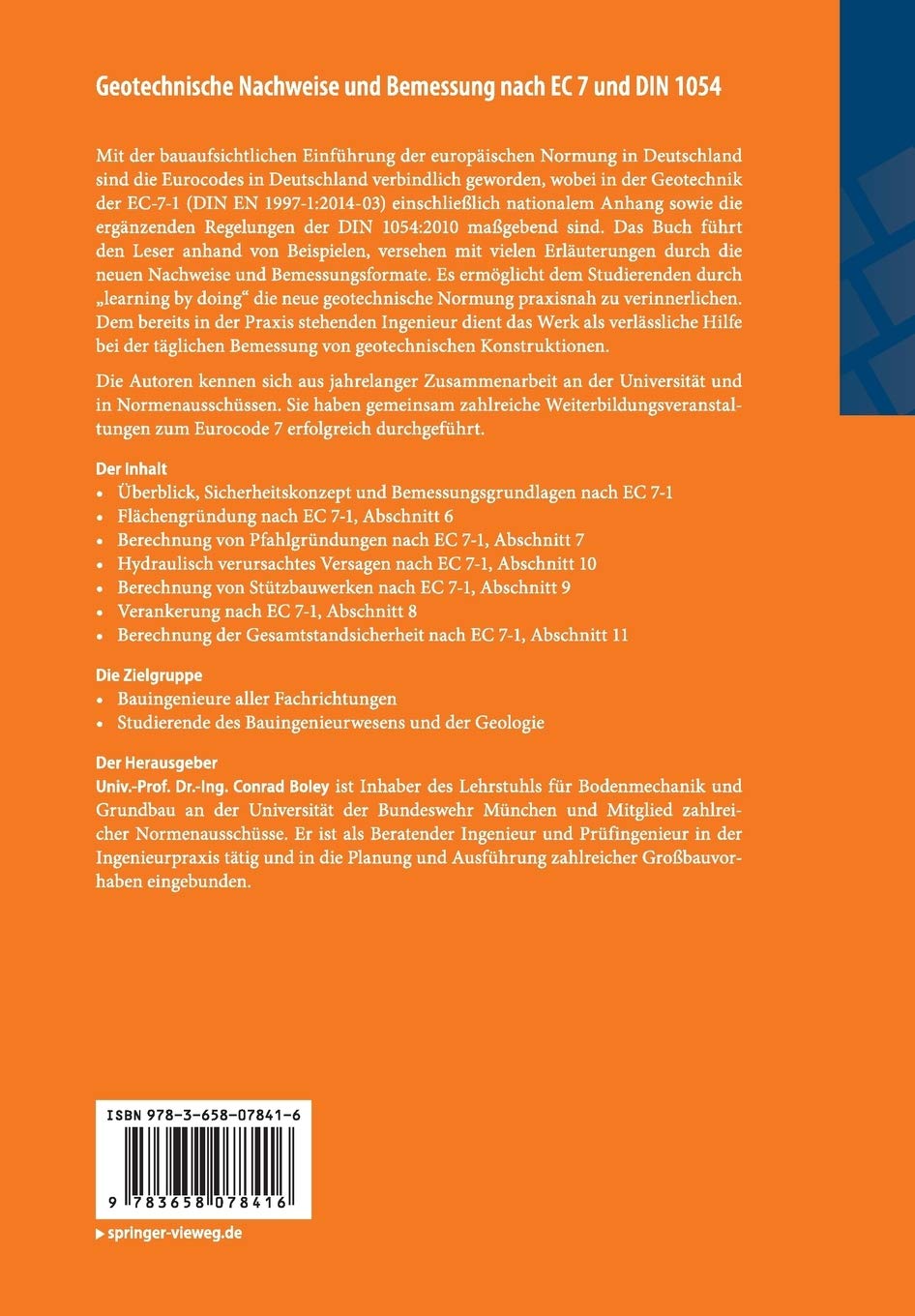 Geotechnische Nachweise Und Bemessung Nach Ec 7 Und Din 1054 Grundlagen Und Beispiele Amazon De Boley Conrad Boley Conrad Herzog Franziska Hoppner Robert Schober Philipp Schuppener Bernd Zimbelmann Jorg Bucher