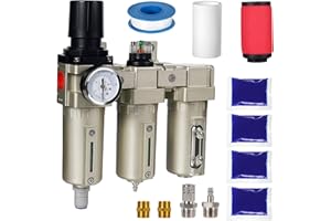 3/4" NPT Industrial Air Dryer for Compressor, 3 Stage Air Compressor Water Separator System, Particulate Filter, Coalescing F