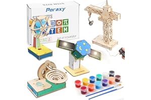 Poraxy 4 in 1 Science STEM Kits for Kids Ages 8-10-12, 3D Wooden Puzzles, Building Toys for Ages 8-13, DIY Educational Porjects Crafts Model Kits, Gifts for Boys and Girls 8 9 10 11 12 13 Years Old