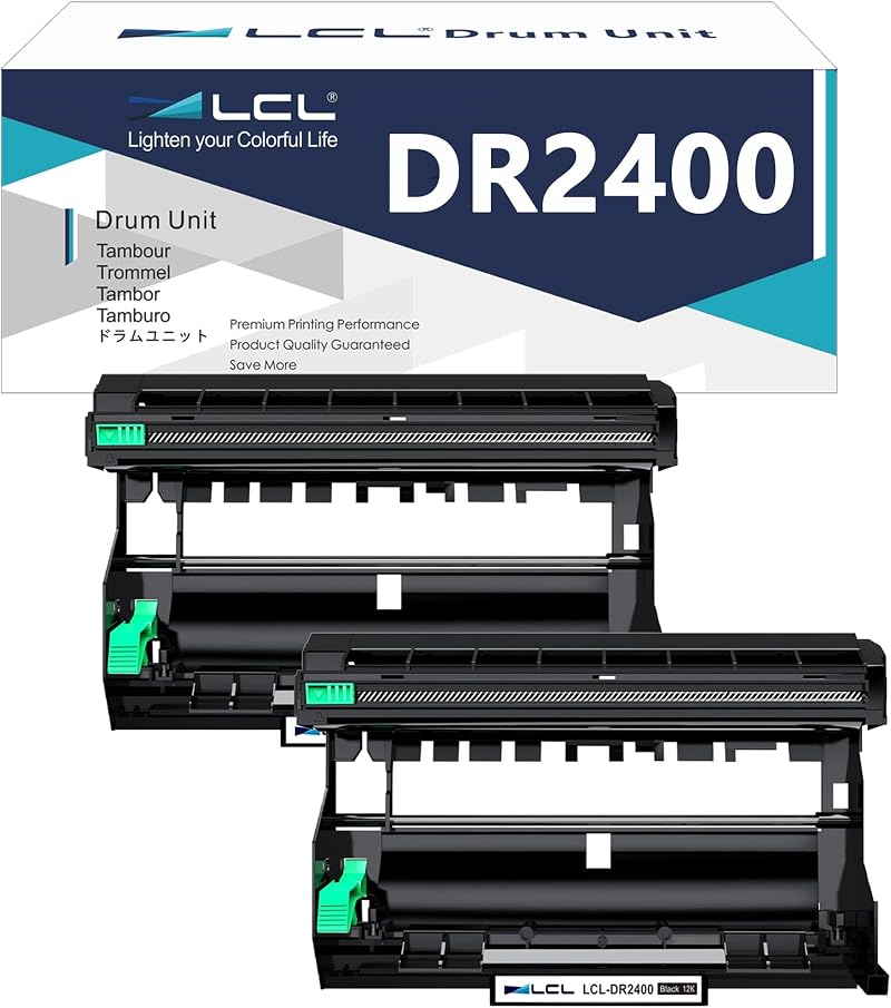 LCL DR2400 Drum Unit Replacement 12000 Pages for Brother HL/L Series (2 Pack)