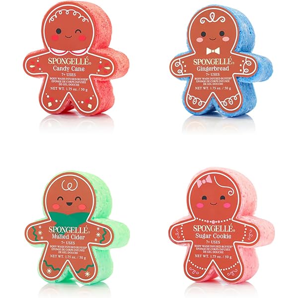 SPONGELLÉ Holiday Ornaments Duschgel-Schwämme Set – 2 Stück, Je 7+ Anwendungen