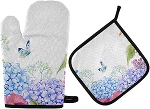 Zmeyou Oven Mitts and Pot Holders Sets for Microwave BBQ Cooking Baking Grilling Barbecue Dragonfly Oven Gloves Potholder Non-Slip Heat Resistant Kitchen Counter Safe Mats Soft Cotton