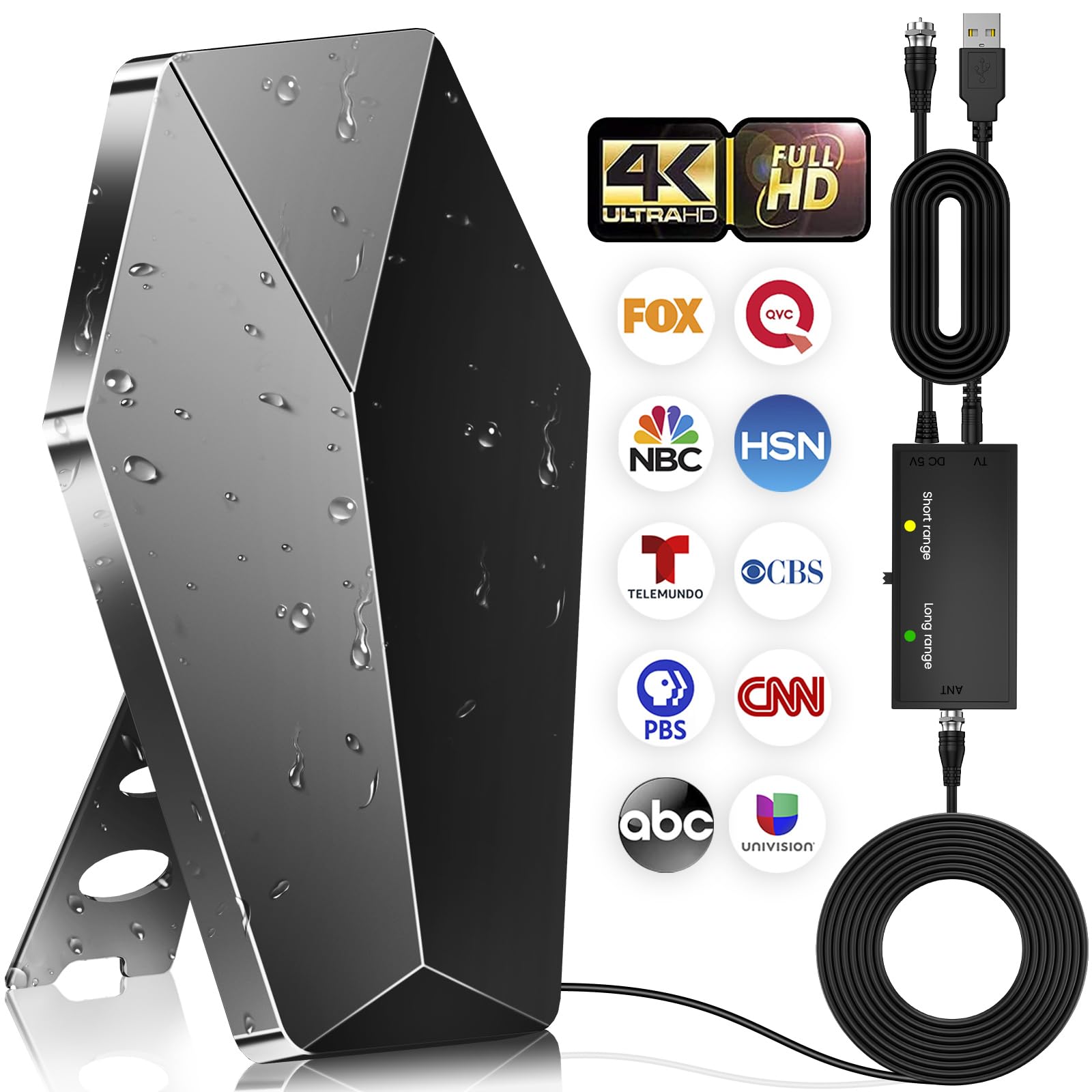 View 1 of 2026 Upgraded Strongest Digital TV Antenna, 3200+ Miles Range TV Antenna for Smart TVs, Indoor/Outdoor HDTV Antenna for Local Channels