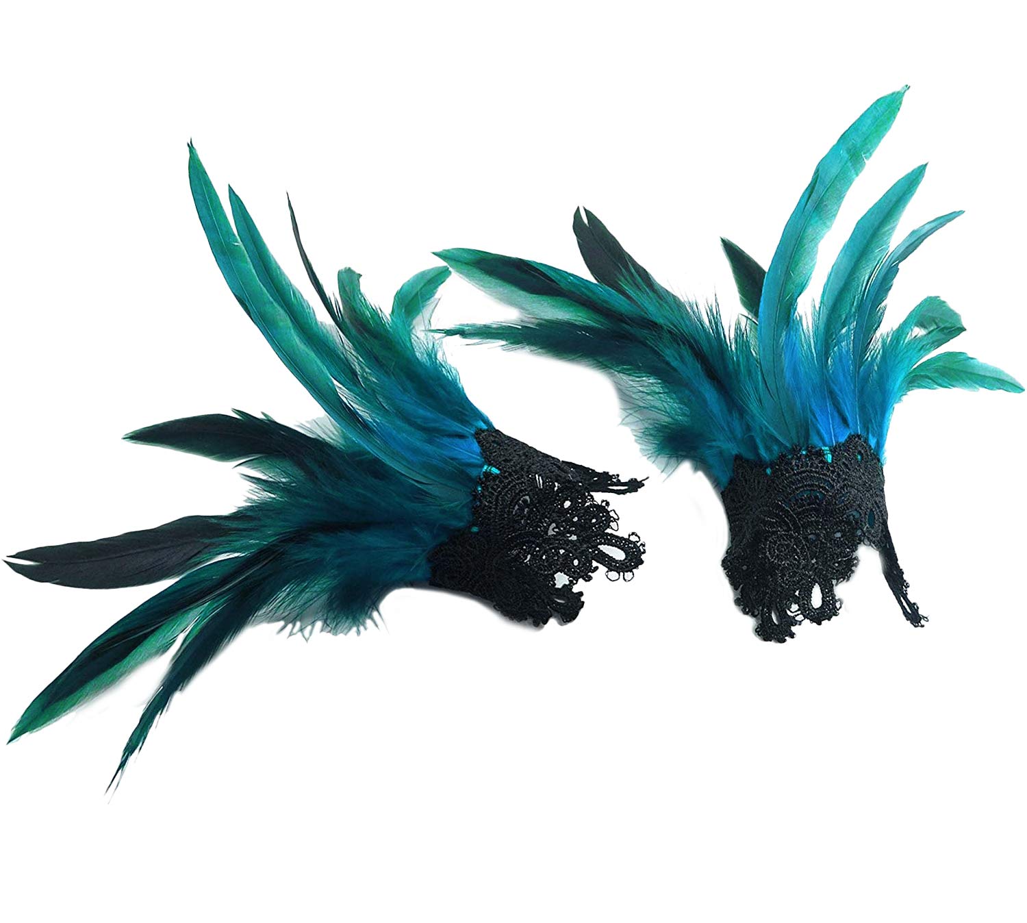 Photo 1 of *1 PIECE** L'VOW Real Nature Feather Cuffs for Game Party Halloween (Acid Blue)