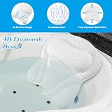 QINGMUG White 4D Ergonomic Bath Pillow Neck Back Support Air Mesh Suction Cups view 4