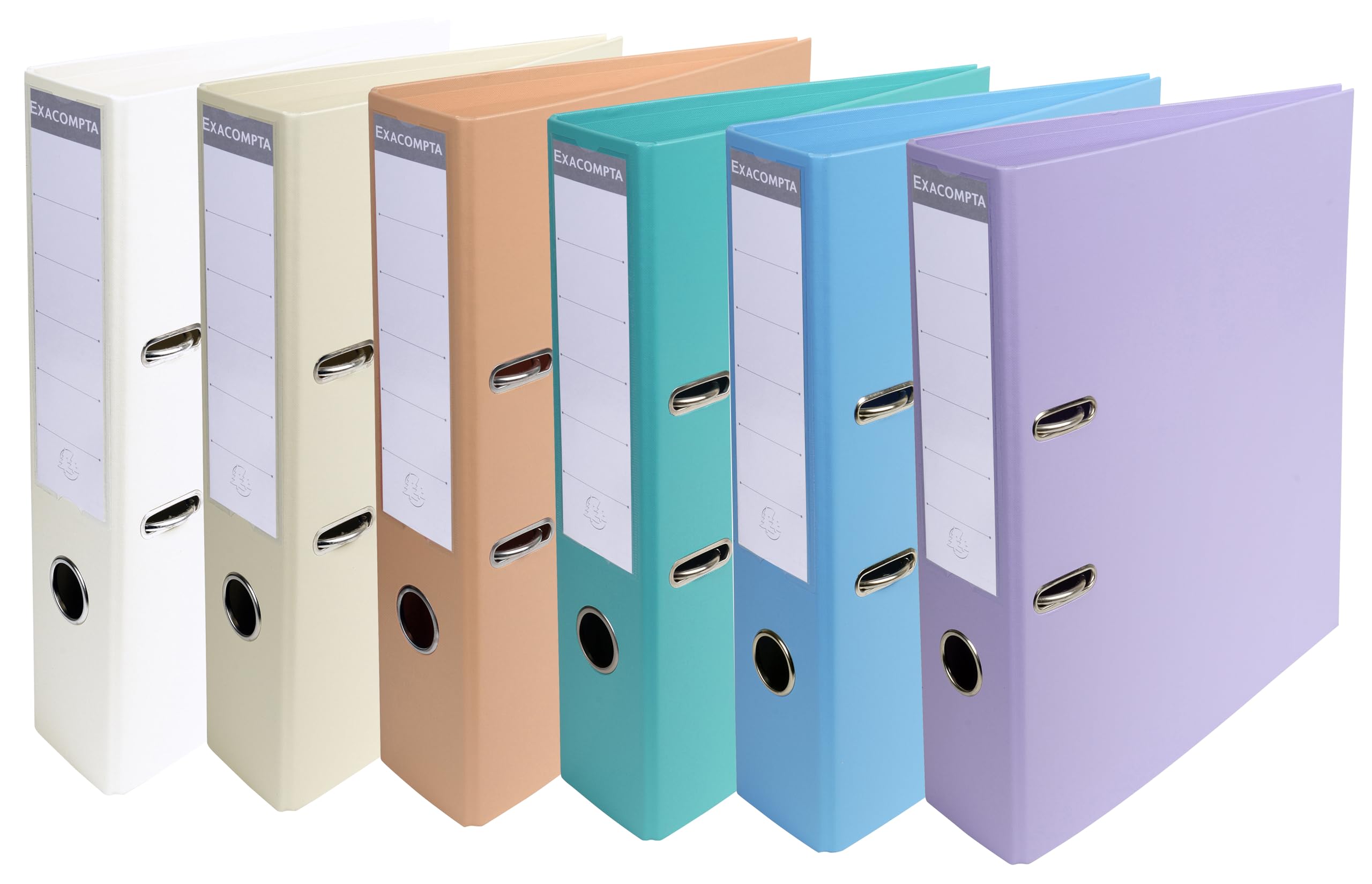 Exacompta - Ref 53084E - Prem'Touch PVC Lever Arch File - 320 x 290mm in Size, 2 Rings, Can Hold A4 Documents, 70mm Spine, 75mm Rings, FSC-Certified - Assorted Pastel Colours (Pack of 10)