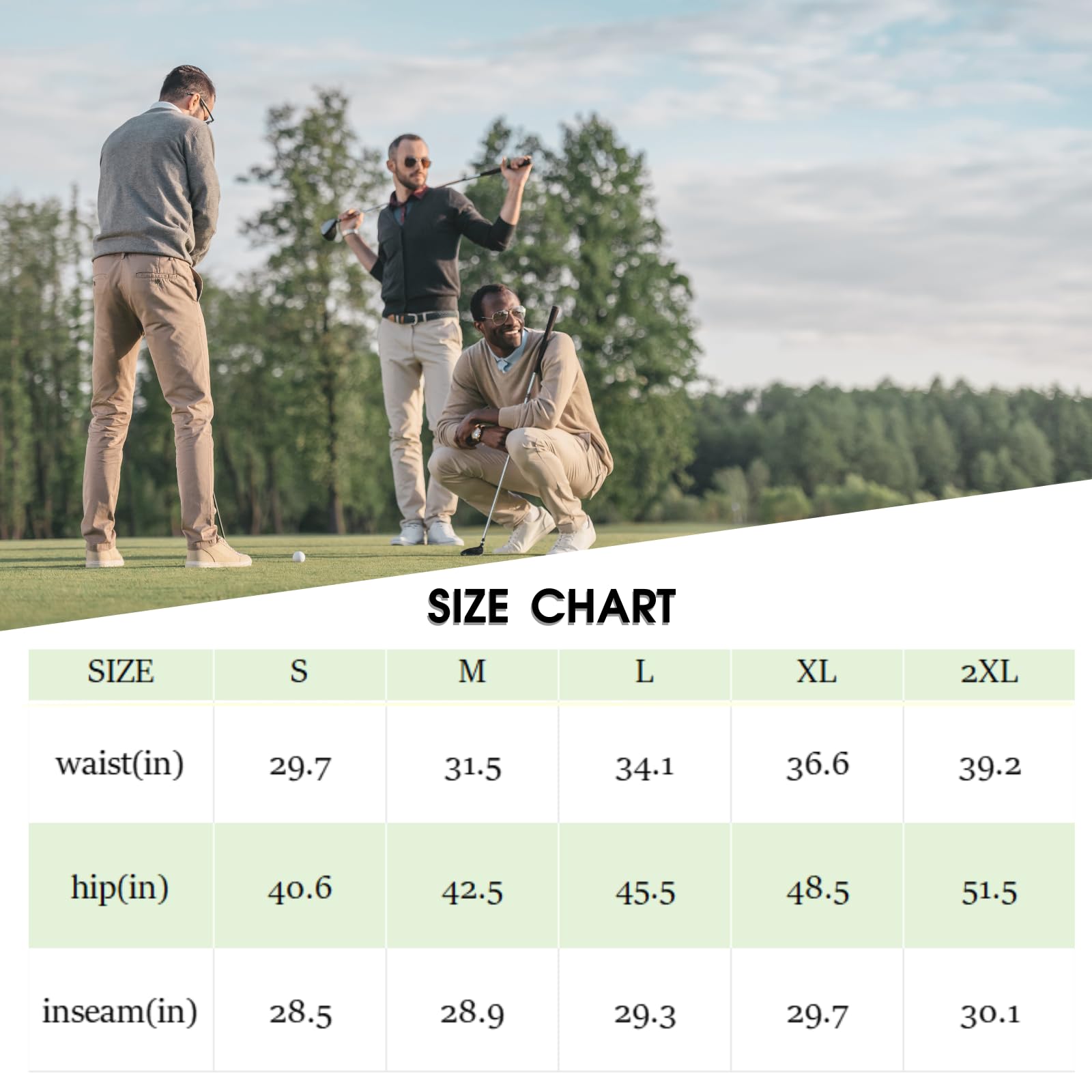 PINSPARK Men's Golf Pants UPF50+ Stretch Lightweight Quick Dry Pants Elastic Waist Pants with Zipper Pockets Joggers Workout Blue Purple