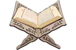 Foldable Quran Holder Stand Wooden Book Stand Muslim Bible Magazine Cookbook Holder for Prayer Reading 9.8x8.1x6.7 Inch - Qur