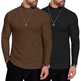 COOFANDY Mens Mock Neck Shirts Fleece Long Sleeve Tops Basic Pullover T-Shirts
