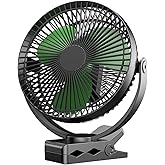 Clip on Fan, Rechargeable Portable Fan, 8 Inch Small Desk Fan - 10000mAh Battery Powered Fan with 4 Speed, 360° Rotation Personal Fan Suitable for Golf Cart, Bedroom, Travel and Camping (Green)