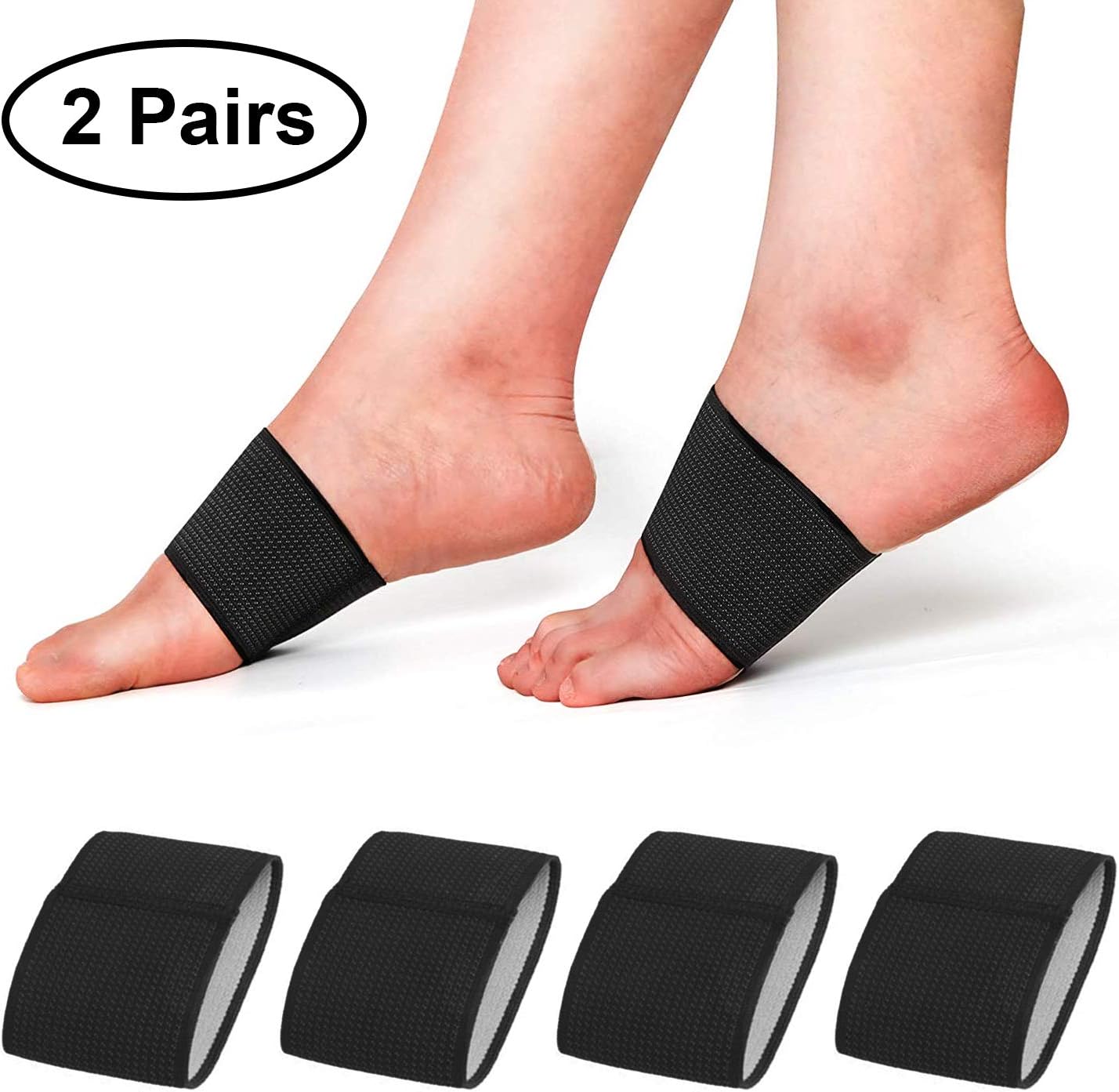 RooRuns Compression Arch Support Sleeves, Plantar Fasciitis Support Orthotics Foot Wrap for Flat Feet, Heel Spurs, Fallen Arches, Compression Plantar Fasciitis Brace for Men and Women (2 Pairs): Health & Personal Care