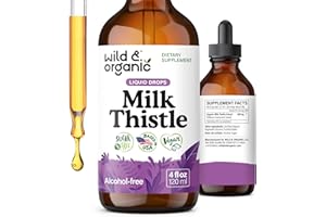 Wild & Organic Milk Thistle Liquid Drops - Liver Cleanse Detox - Silymarin Milk Thistle Supplement for Liver Support - Silybum Marianum Seed Extract Tincture - Vegan, Sugar & Alcohol-Free - 4 fl oz