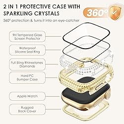 WINGLE 2-in-1 Waterproof Bling Case for Apple Watch
