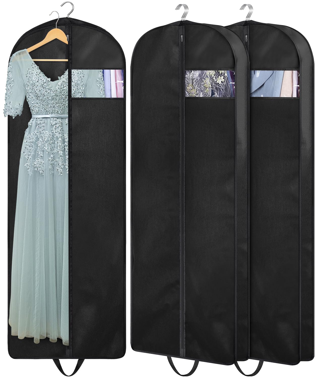 Clothes Cover KIMBORA 60" S - 3 Pack, Gusseted Hanging Storage For Long Gowns, Coats, Travel Dress Garment Bag Clothes Cover KIMBORA 60" S - 3 Pack, Gusseted Hanging Storage For Long Gowns, Coats, Travel Dress Garment Bag