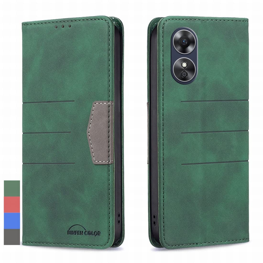 Klapber Cover for OPPO A17 Phone Case for OPPO A17 Case Leather Wallet with Credit Card Slots & Stand Holster Silicone Flip Cover for OPPO A17, Green
