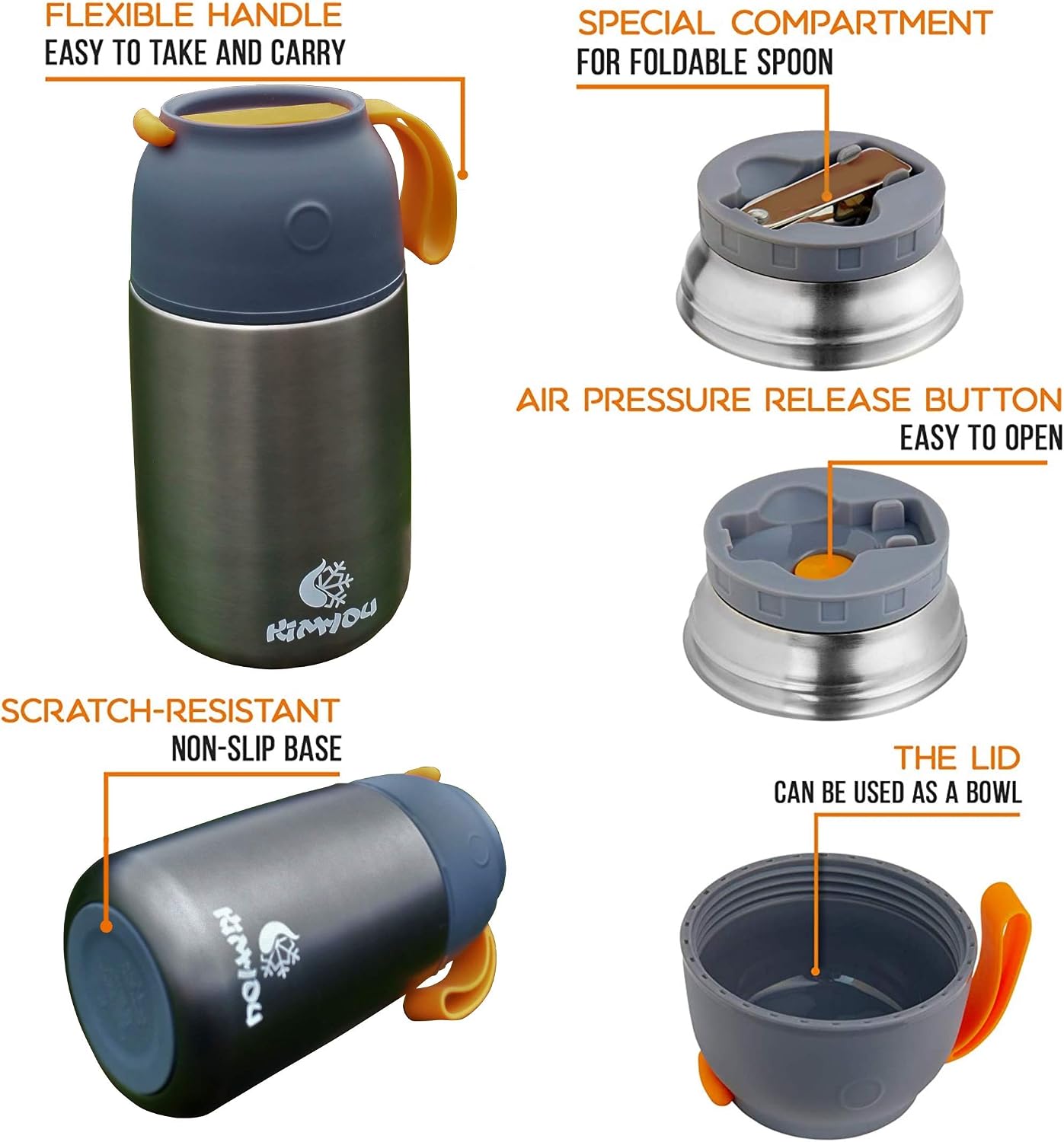 Kimyou food flask 730 ml, Grey, 730ml - Image 4