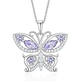 Vesitim Womens Butterfly Necklace Sterling Silver Butterfly Jewelry Birthstone Pendant Necklace