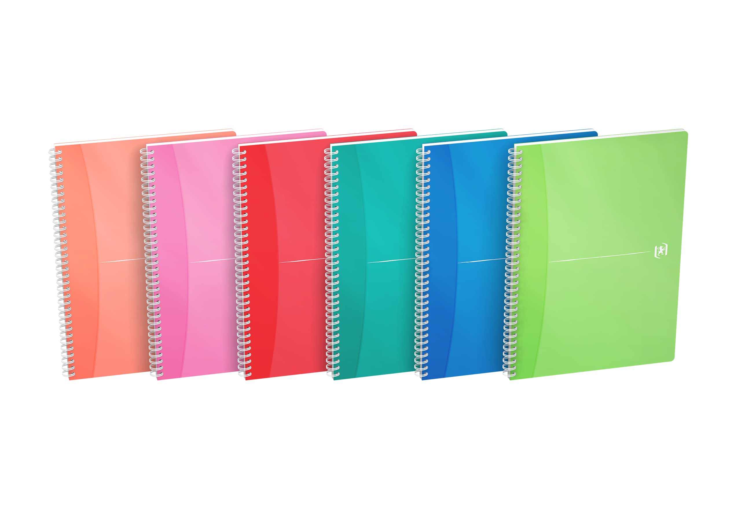 Oxford 100101864 My Colours Notebook A4 Squared Paper 90 Sheets 5 Pieces Ruby Red/Orange/Green/Blue/Teal/Indigo Purple