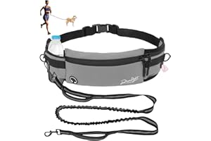 Runlight Dog Leashes for Running Hands Free,Waist Leash for Dog Walking Fanny Pack with Treat Pouch,Waist Dog Leash Belt Fanny Pack Bag for Walking,Hiking,Biking,Jogging,Training Gray