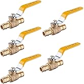 (Pack of 5) EFIELD 1/2 Inch Brass Ball Valve for Pex-A Pipe, F1960 Expansion Type only for Pex-A Pipe, Yellow level Brass UPC