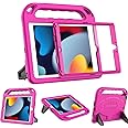 BMOUO Kids Case for iPad 9th/8th/7th Generation (iPad 10.2 Inch, 2021/2020/2019) with Built-in Screen Protector, Durable Shockproof Handle Stand iPad 9th 8th 7th Generation Case for Kids, Rose