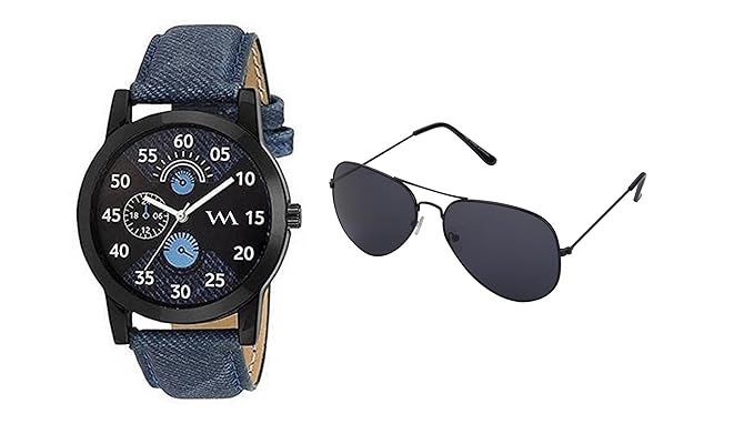 Watch Me Combo of Quartz Movement Analogue Multicolour Dial Mens Watch and Aviator Sunglasses