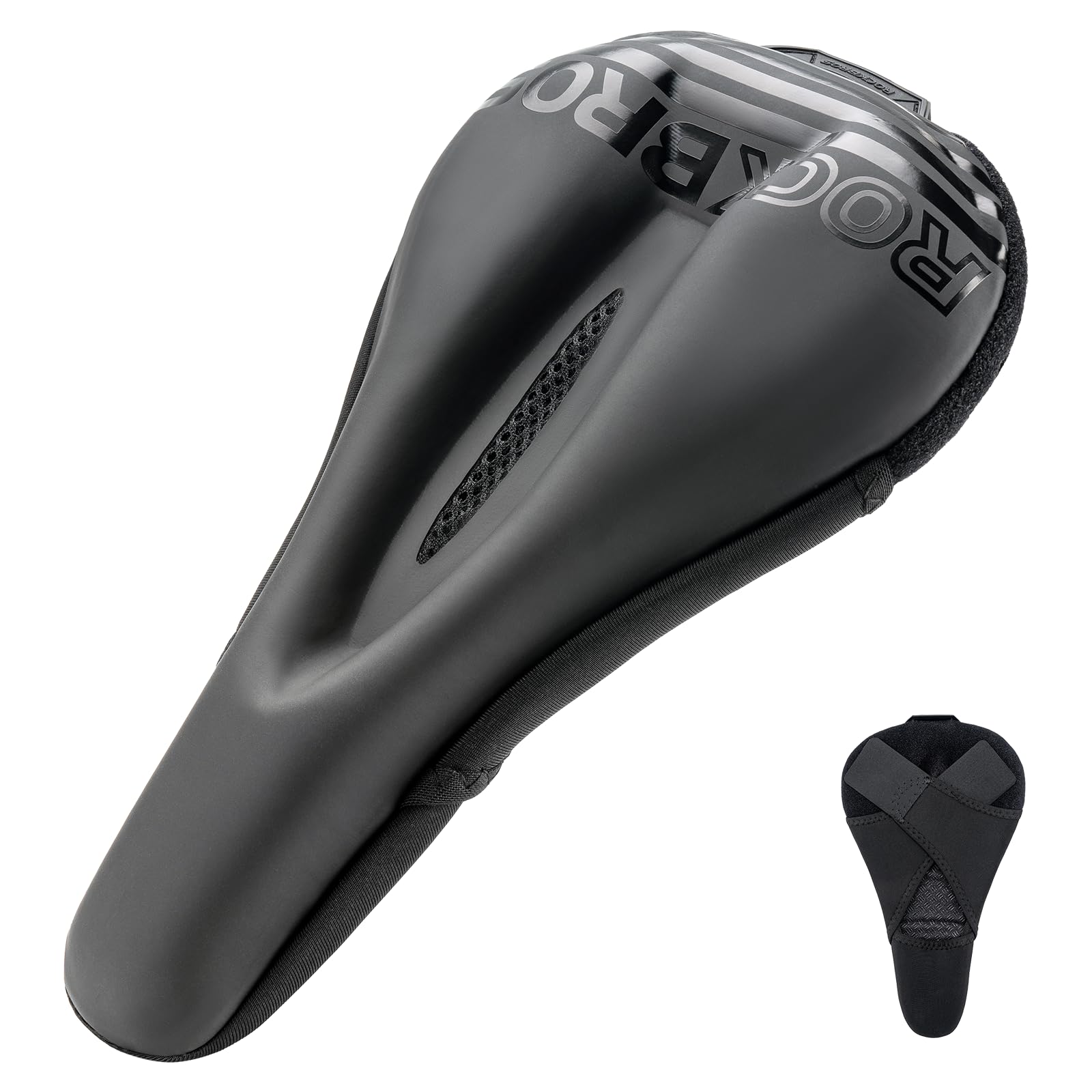 ROCKBROS Gel Bicycle Saddle Cover – Padded, Soft Bicycle Seat Pad for Mountain Bike, Road Bike & E-Bike, Ergonomic Saddle Protector, 28.5 x 17 cm