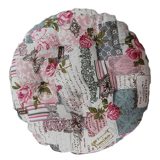 Cratone Kissen, rund, Schwamm, Eule, Sitzkissen, Flachs, Bodenkissen für Zuhause, Büro, drinnen oder draußen, Stoff, rosa Blu