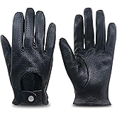 ZLUXURQ Womens Full Mesh Leather Driving Gloves Unlined -Soft and Thin Italian Lambskin
