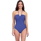 Profile by Gottex Women's Tutti Frutti Black Sweetheart Front Twist One Piece Bathing Suit with Adjustable Straps Soft Cups