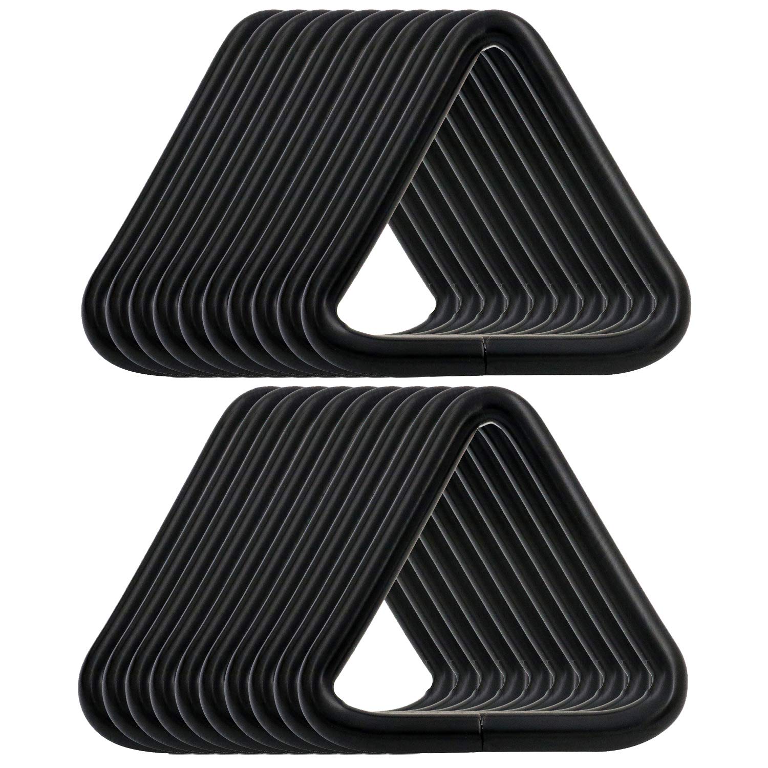 BIKICOCO 1-1/4'' Metal Triangle Ring Buckle Connectors Round Edge Webbing Bag Clasp Handbag Strap Making Hardware, Black - Pack of 20