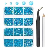 qiipii Teal Blue AB Resin Rhinestones for Crafting