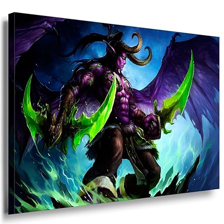 World of Warcraft Ilidan Leinwandbild LaraArt Bilder Mehrfarbig Wandbild 60 x 40 cm