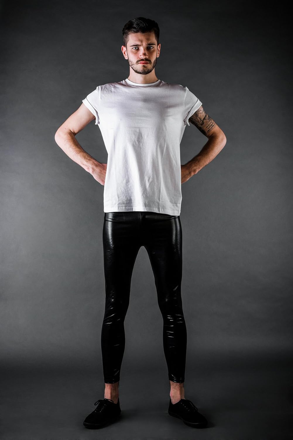 Kapow Men's Leggings Metallic Holographic Wet Look Shiny Glitter Yoga Tights Festival Meggings Lounge Pants: Clothing
