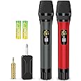 voijump Wireless Microphones, Handheld UHF Metal Dual Cordless Dynamic Mic System with Rechargeable Receiver