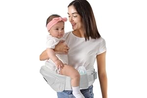 HKAI Baby Hip Carrier, Mom’s Choice Award Winner, Baby Carrier with Adjustable Waistband & Breathable Mesh, Ergonomic Carrier with Non-Slip Hip Seat Surface for Newborns & Toddlers, Light Grey