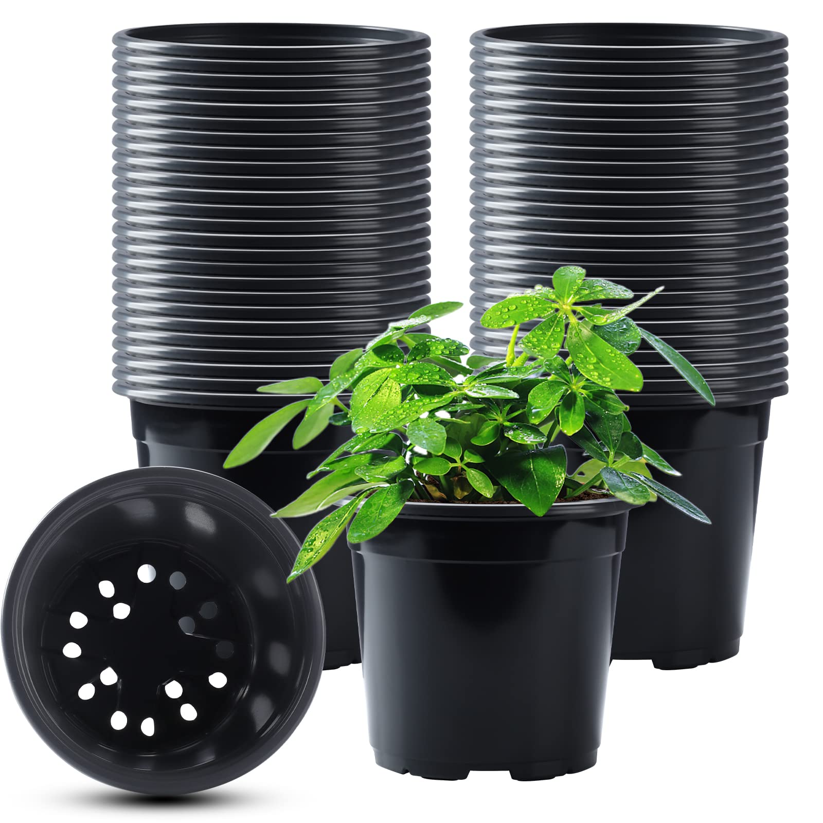 Photo 1 of 50Pcs Nursery Pots Variety Pack Plastic Pots for Plants,5 inch Seedling Pots with Drainage Holes Indoor Outdoor Flower for Succulent Vegetable Herb