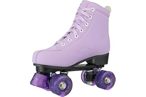 MEIGLQEA Roller Skates for Girls and Women, Cozy Microfiber Leather High-top Double-Row Roller Skates with Flash Wheels, Indo