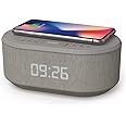 i box Dawn FM Radio, Bluetooth Wireless Speaker, Fast Charging, Clock Radio, LED Display, USB Charger, Dimmable Night Light, Alarm Clock Feature, Wireless Charger, Digital Clock, Dual Alarm (Grey)